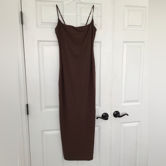 SKIMS Fits Everybody Long Slip Dress | Cocoa - Picture 5 of 11